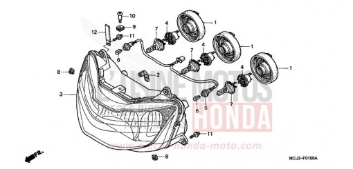 PROJECTEUR (CBR900RRY,1/RE1) CBR900RR1 de 2001